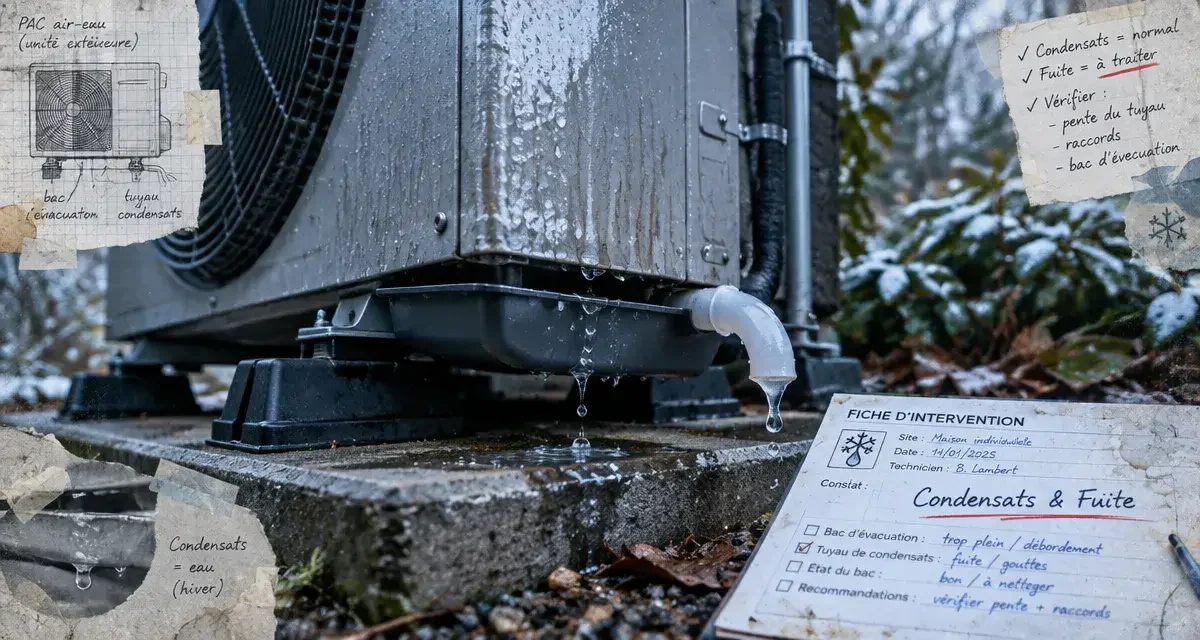 Pompe à chaleur qui coule : distinguer la condensation normale d'une fuite coûteuse