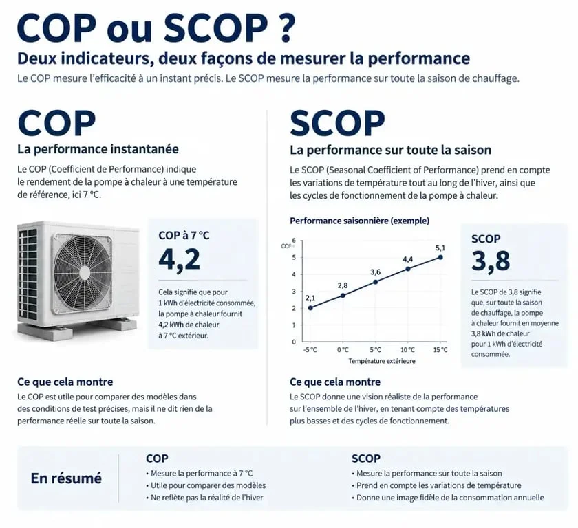 Comparaison entre COP et SCOP pour choisir sa pompe à chaleur en rénovation