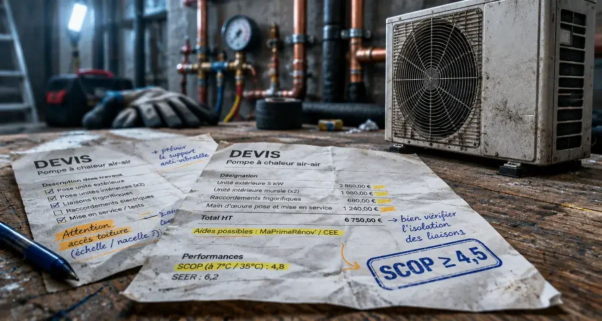 Pompe à chaleur air-air : pourquoi comparer les devis à périmètre égal vaut plus que le choix de la marque